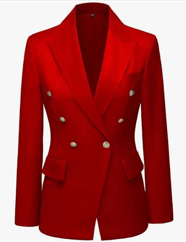 2 PC Double Breasted Pants Suit for Women Notch Lapel Office Lady Suit for Work Business Suit Prom Suit