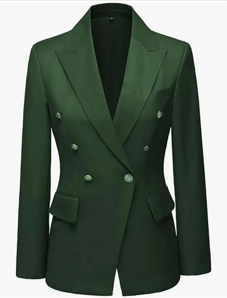 2 PC Double Breasted Pants Suit for Women Notch Lapel Office Lady Suit for Work Business Suit Prom Suit