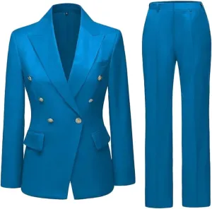 2 PC Double Breasted Pants Suit for Women Notch Lapel Office Lady Suit for Work Business Suit Prom Suit