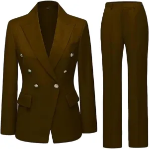 2 PC Double Breasted Pants Suit for Women Notch Lapel Office Lady Suit for Work Business Suit Prom Suit