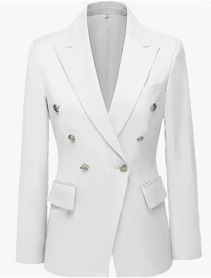 2 PC Double Breasted Pants Suit for Women Notch Lapel Office Lady Suit for Work Business Suit Prom Suit