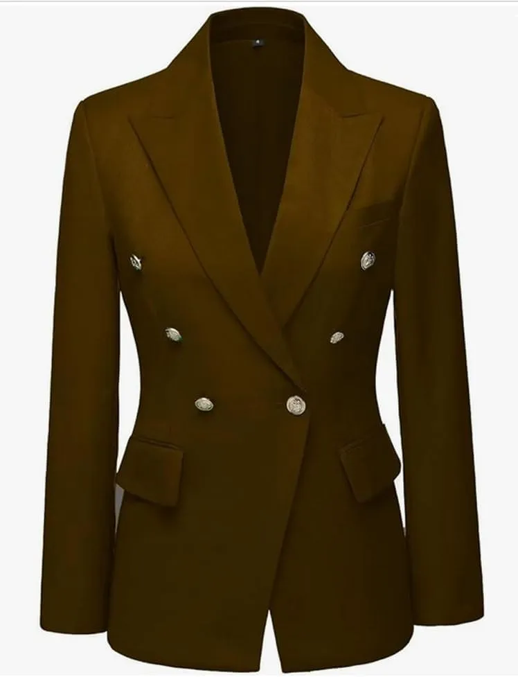 2 PC Double Breasted Pants Suit for Women Notch Lapel Office Lady Suit for Work Business Suit Prom Suit