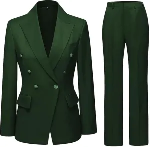 2 PC Double Breasted Pants Suit for Women Notch Lapel Office Lady Suit for Work Business Suit Prom Suit