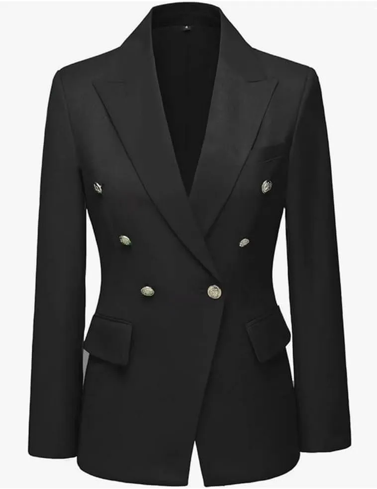 2 PC Double Breasted Pants Suit for Women Notch Lapel Office Lady Suit for Work Business Suit Prom Suit