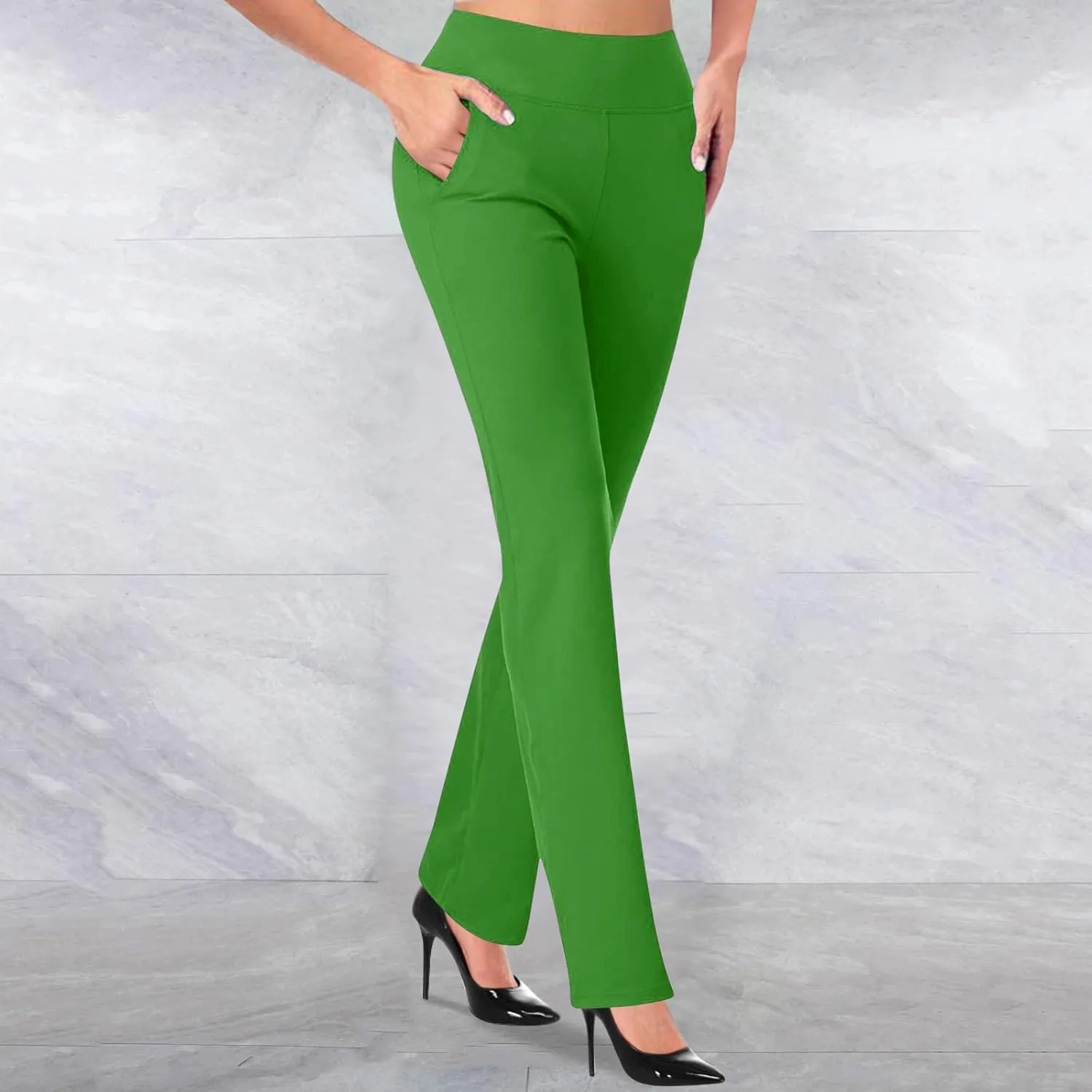 2024 Work Pants Women High Waist Dress Pant Business Casual Outfits 4 Way Stretch Bootleg Yoga Pants Workout Slacks