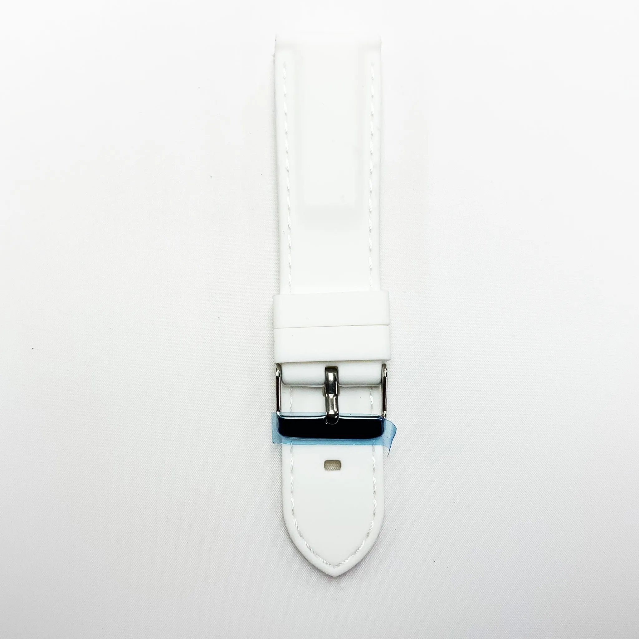 22 MM Silicone Padded White Stitched Watch Band White Color Quick Release Regular Size Watch Strap