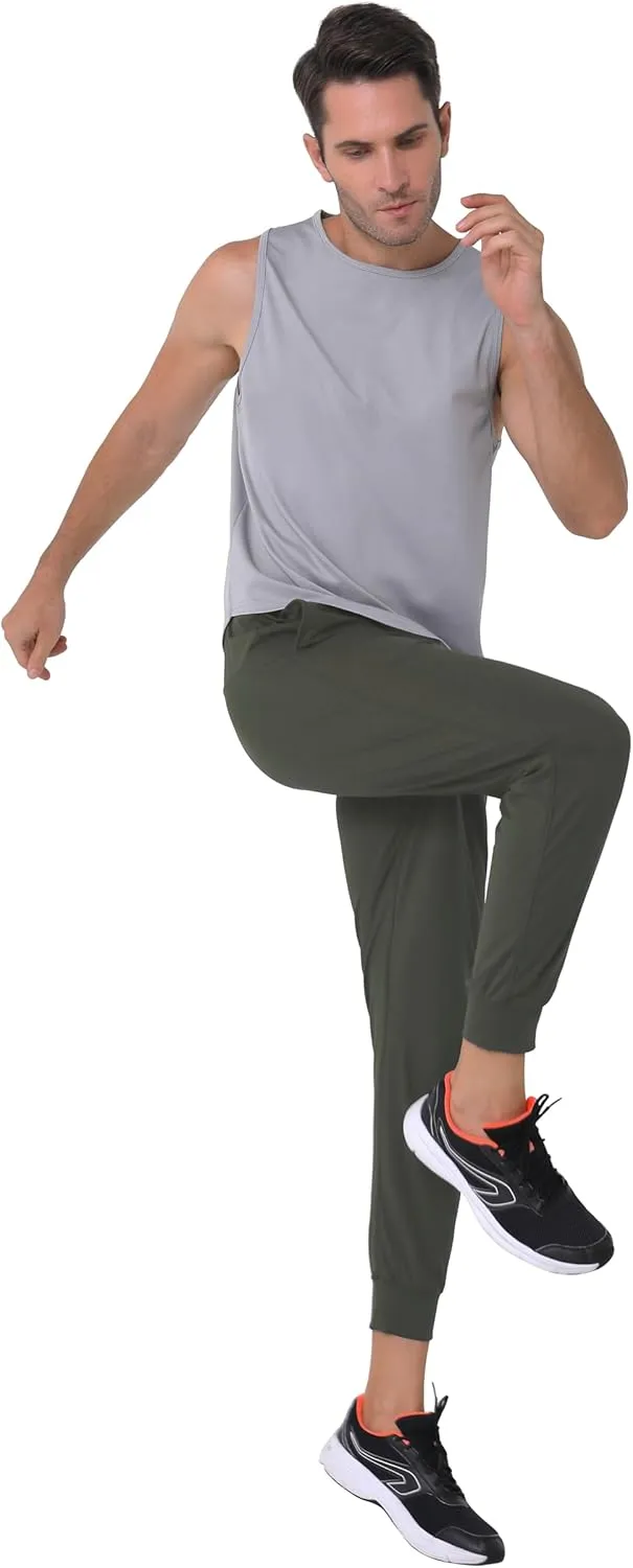 27" Inseam Athletic Jogger Pants for Short Men 7/8 Quick Dry Workout Tapered Stretch Sweatpants Casual