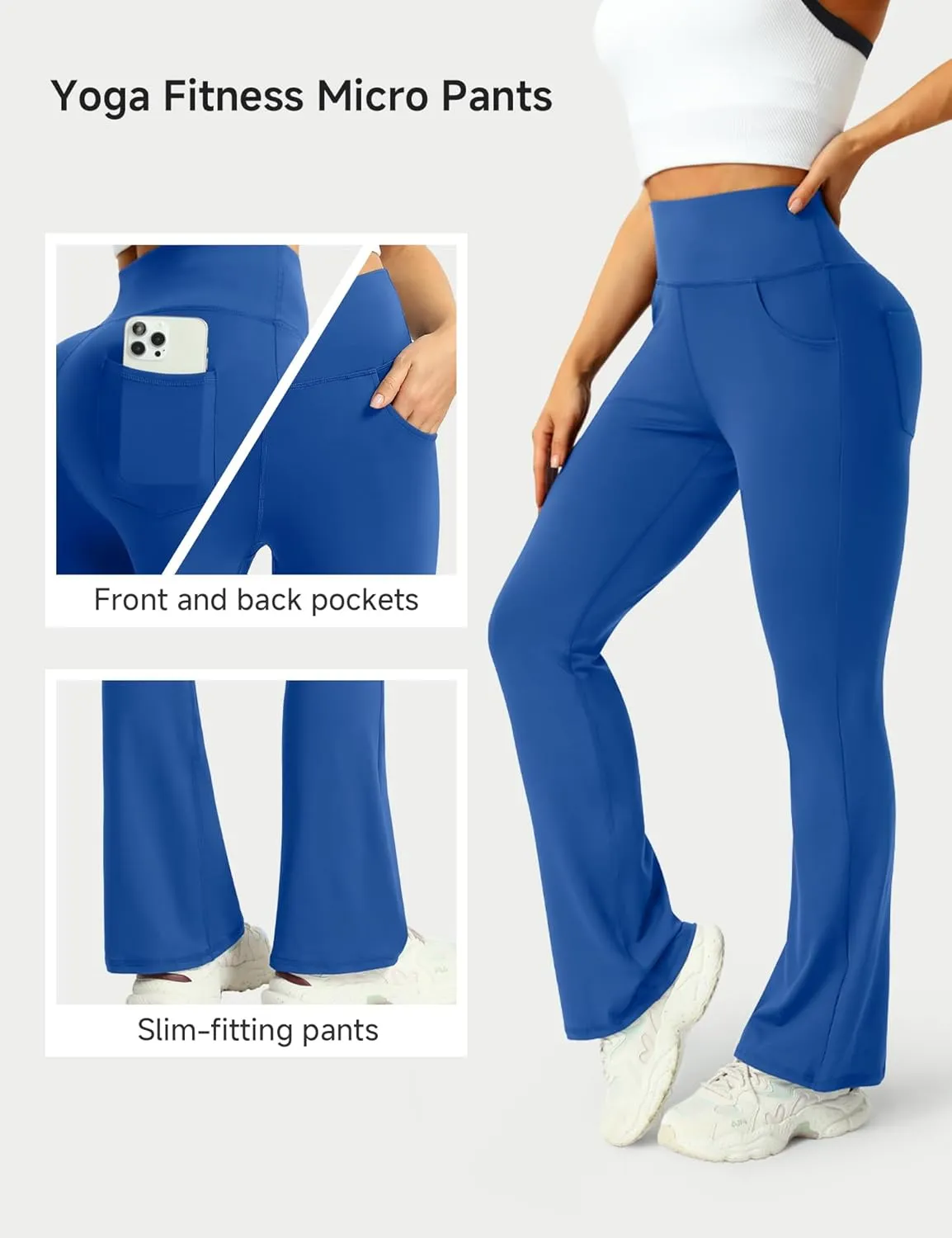3 Packs Womens High Waist Flare Pants-Flare Yoga PantsYoga Pants with Pockets - High Waist and Wide Leg