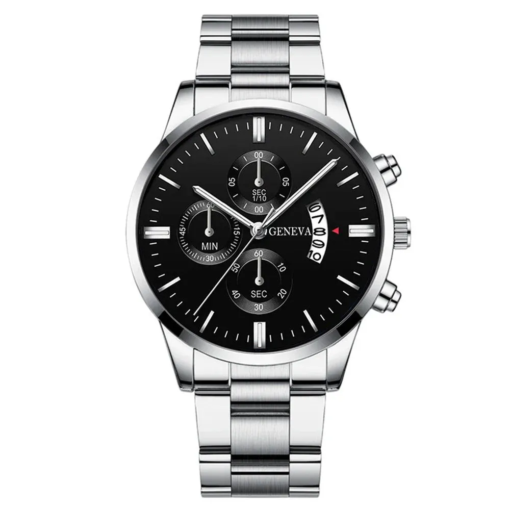 3 Piece Mens Stainless Steel Watch Set - Without Box