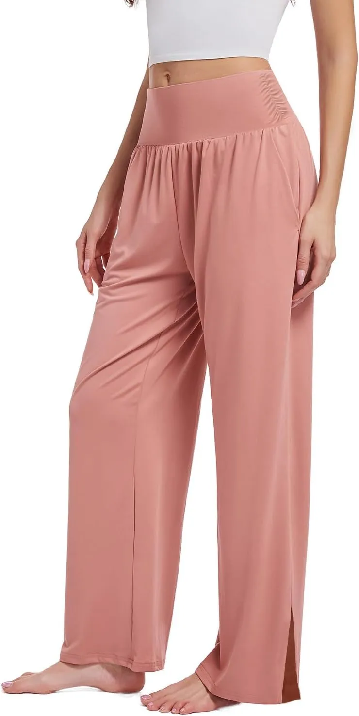 3PACK Womens Wide Leg Yoga Pants High Waisted Adjustable Tie Knot Joggers Loose Yoga Sweatpants Comfy Lounge Pajama