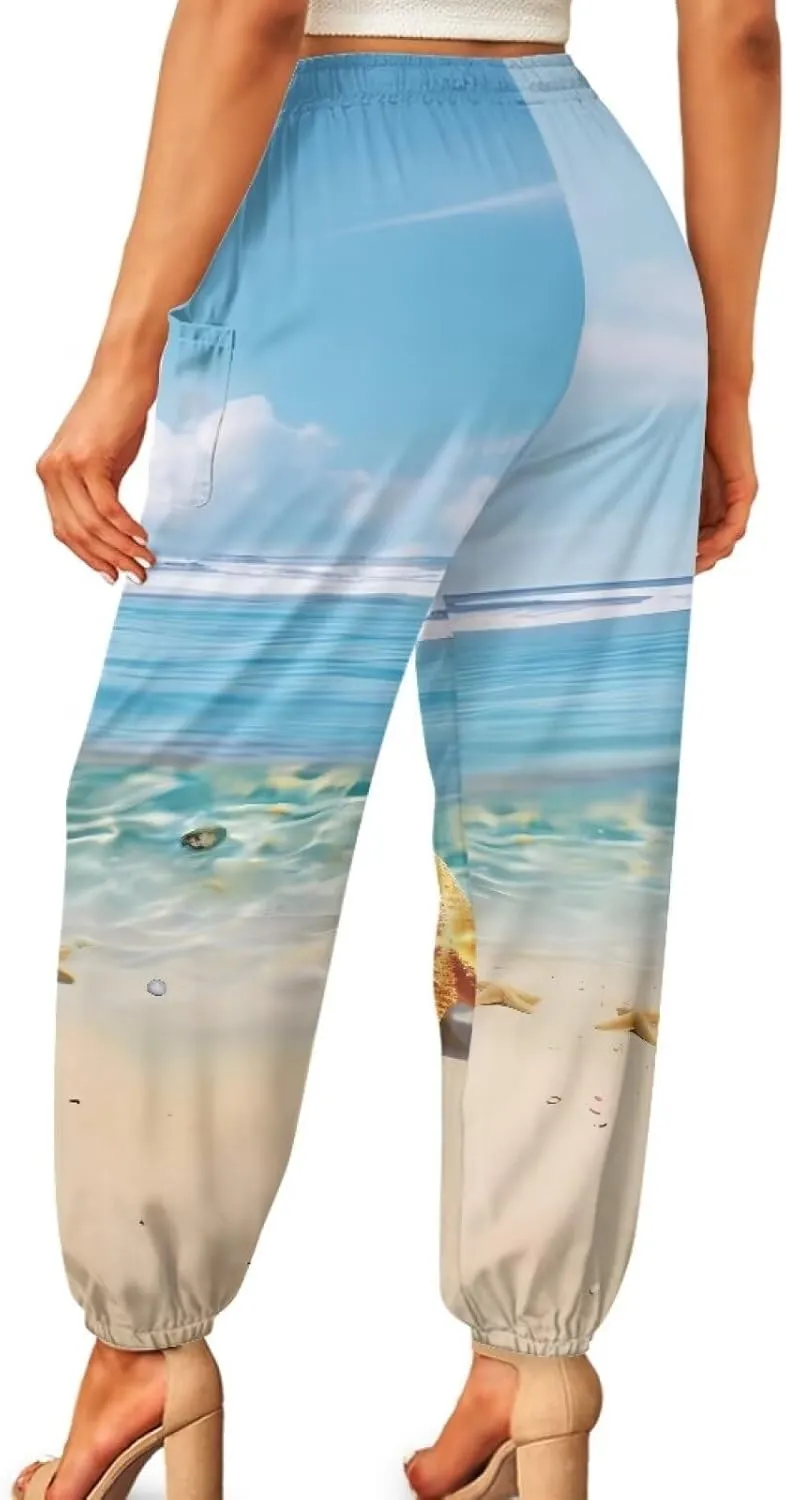 AFPANQZ Woman Bohemian Pants for Summer Gym Yoga Sport Plus Size Workout Sweatpant with Pocket S-4XL