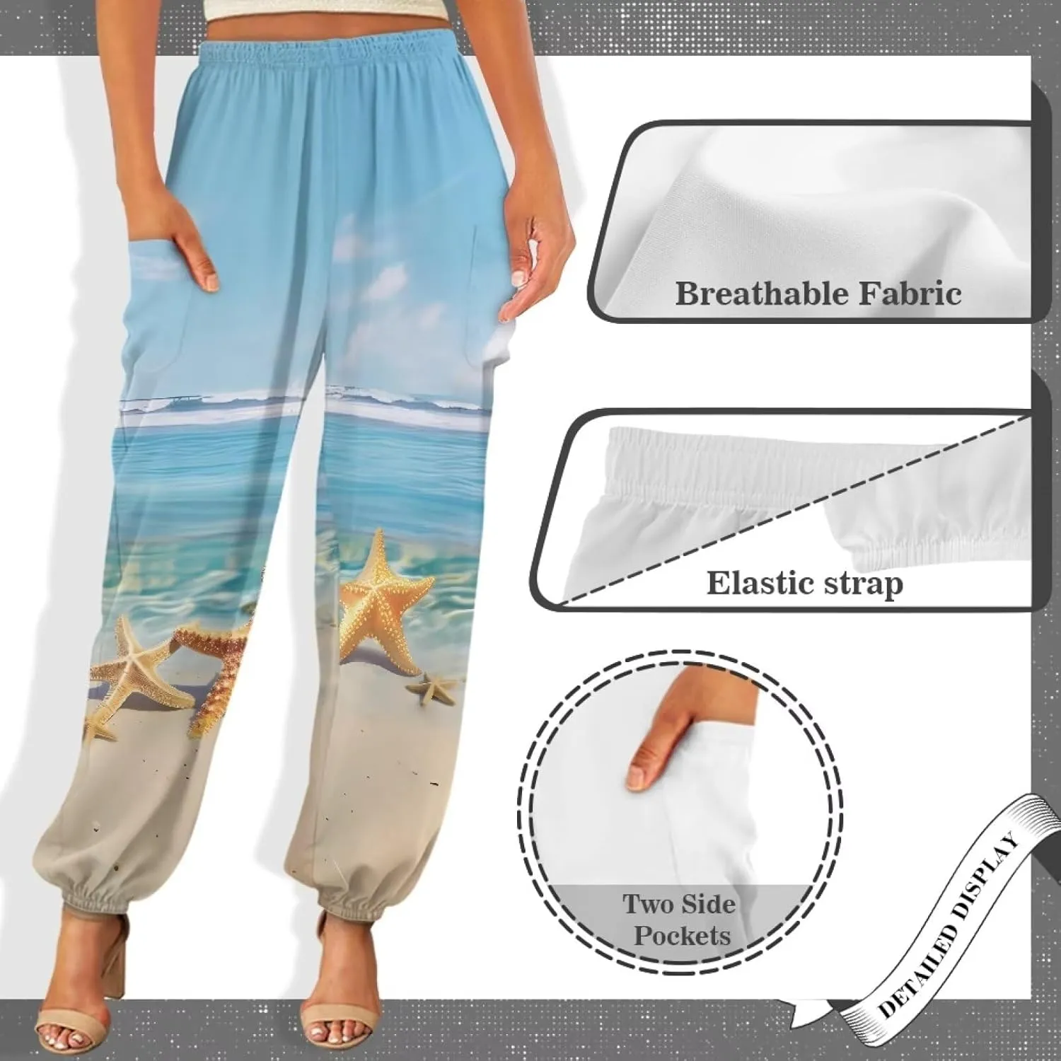 AFPANQZ Woman Bohemian Pants for Summer Gym Yoga Sport Plus Size Workout Sweatpant with Pocket S-4XL