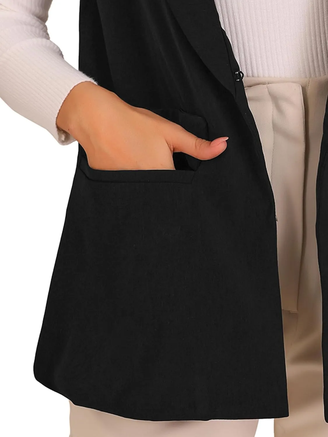 Allegra K Women's Sleeveless Blazer Shawl Collar Open Front Work Office Suit Vest Jacket
