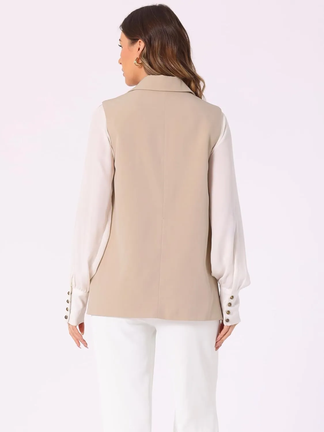 Allegra K Women's Sleeveless Blazer Shawl Collar Open Front Work Office Suit Vest Jacket