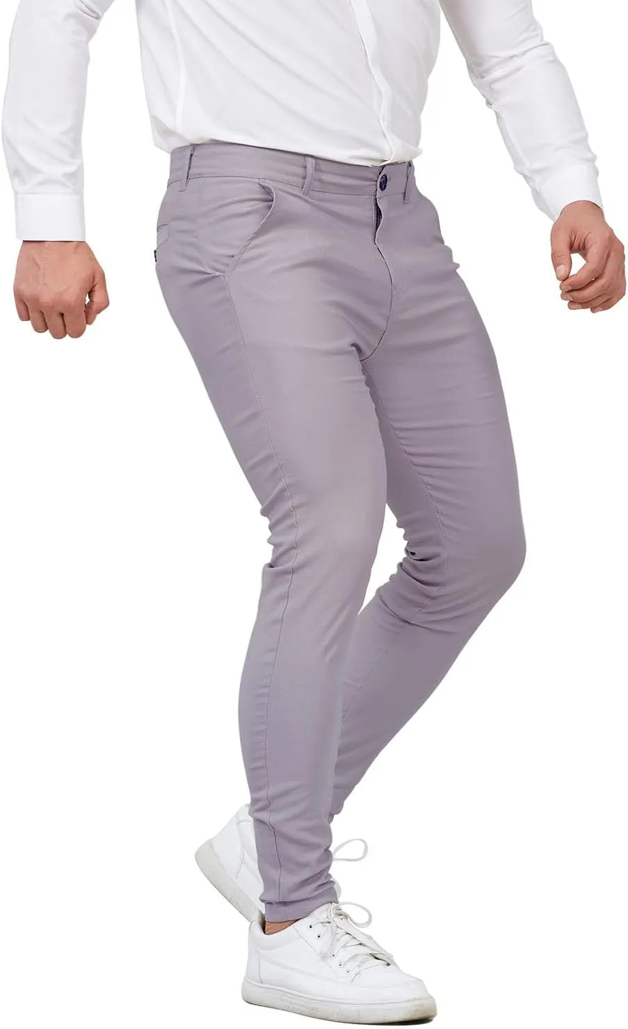 ALLELMS Mens Chinos Slim Fit Stretch Flat-Front Skinny Dress Pants