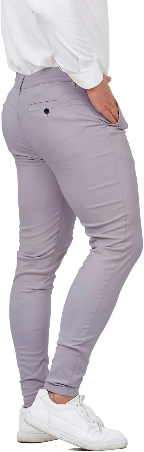 ALLELMS Mens Chinos Slim Fit Stretch Flat-Front Skinny Dress Pants