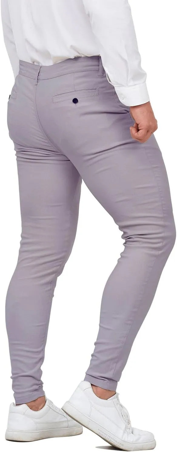 ALLELMS Mens Chinos Slim Fit Stretch Flat-Front Skinny Dress Pants