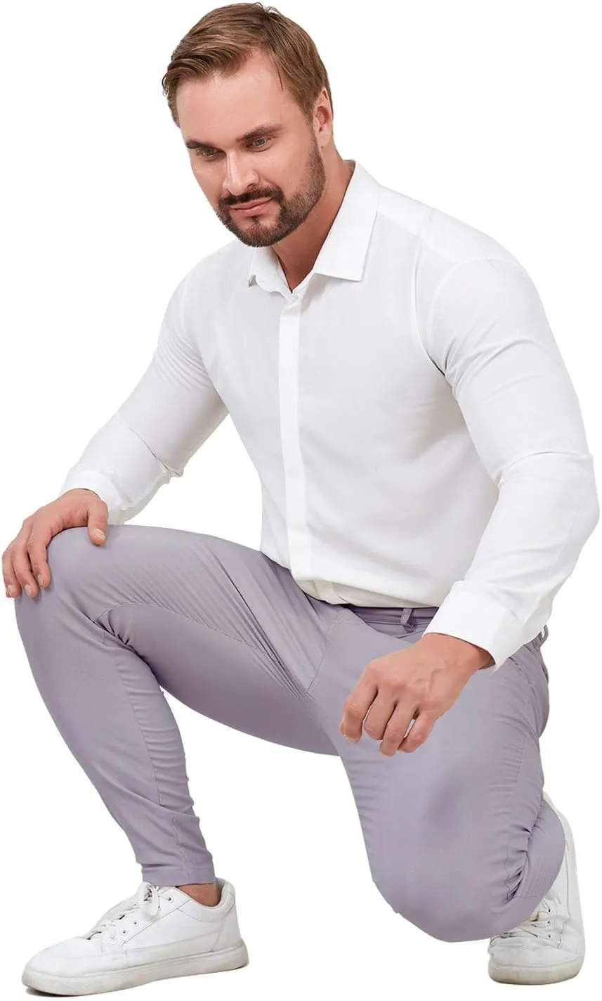 ALLELMS Mens Chinos Slim Fit Stretch Flat-Front Skinny Dress Pants