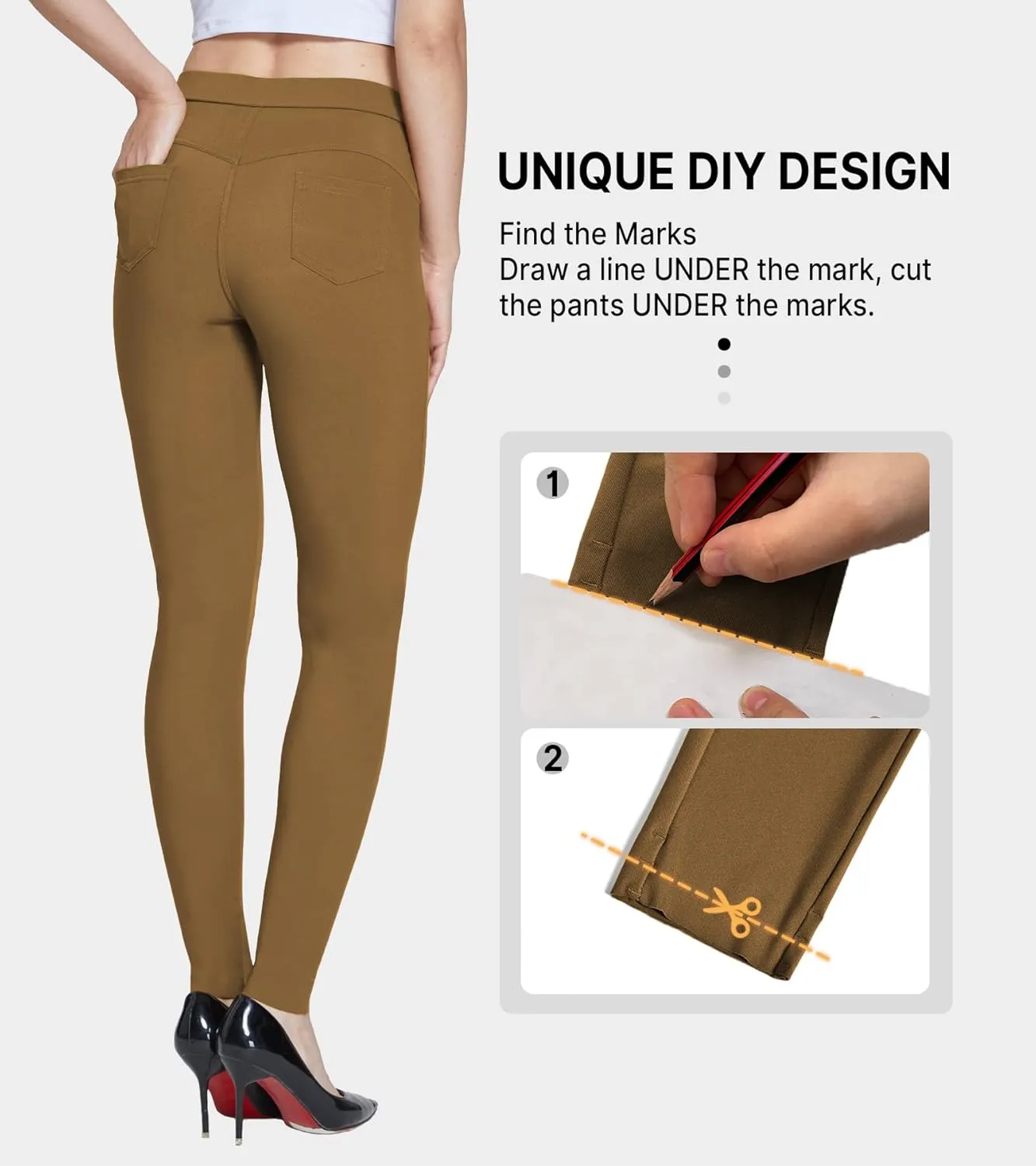 Amoy Women's Dress Jeggings Skinny Pants Stretchy Work Trousers Business Casual Leggings with Pockets Office