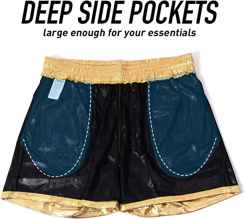 Arjen Kroos Mens Sexy Shorts Metallic Shiny Sparkly Hot Drawstring Short Pants with Pockets