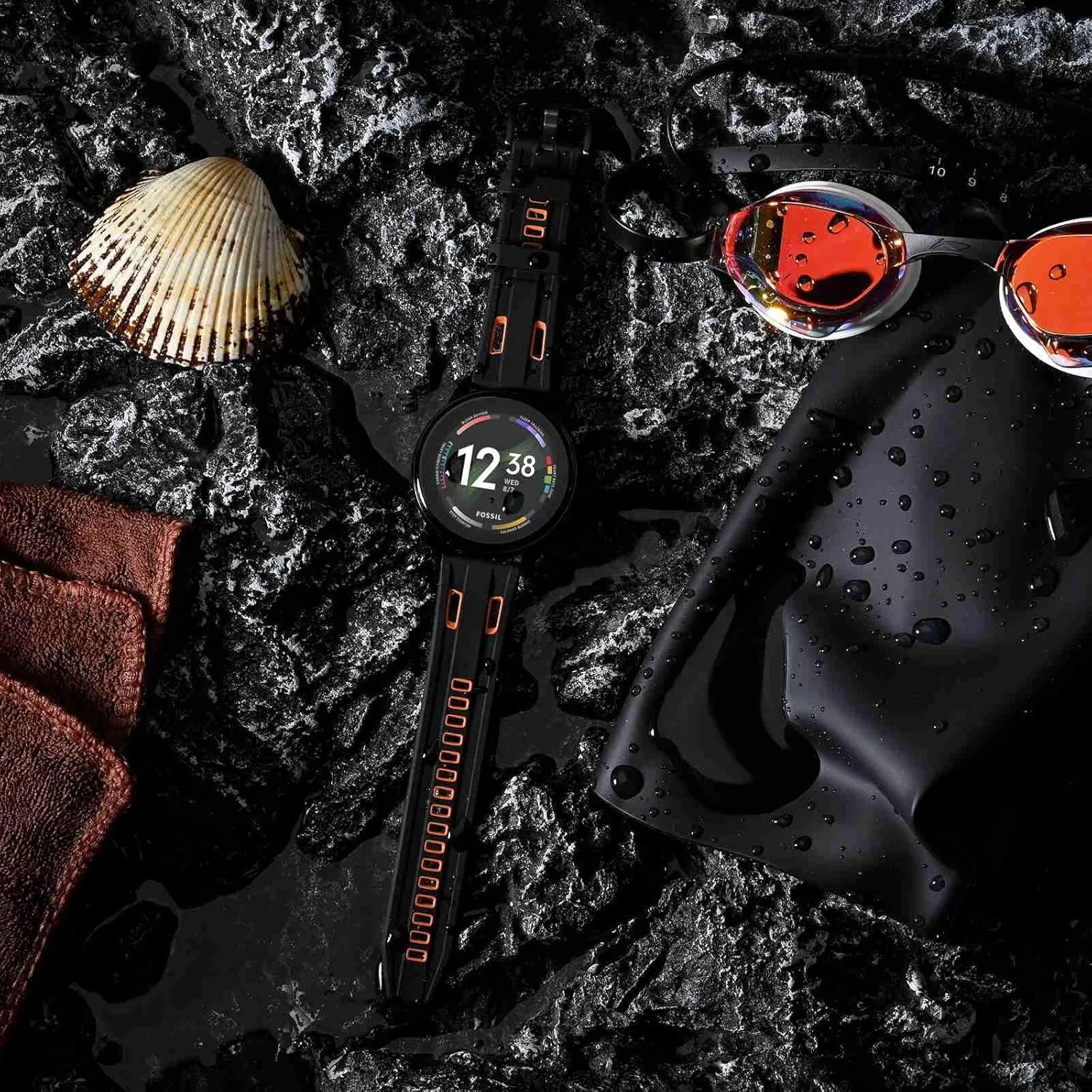 Ayadoo 24mm Bi-color Silicone Watch Band Quick Release Replacement Black & Orange Watch Strap with Black Stainless Steel Buckle
