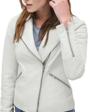 Azrah 100% Leather Jacket for Women - Collarless Deep Neck & Slim Fit - Moto, Bomber, Biker Winter Casual Wear