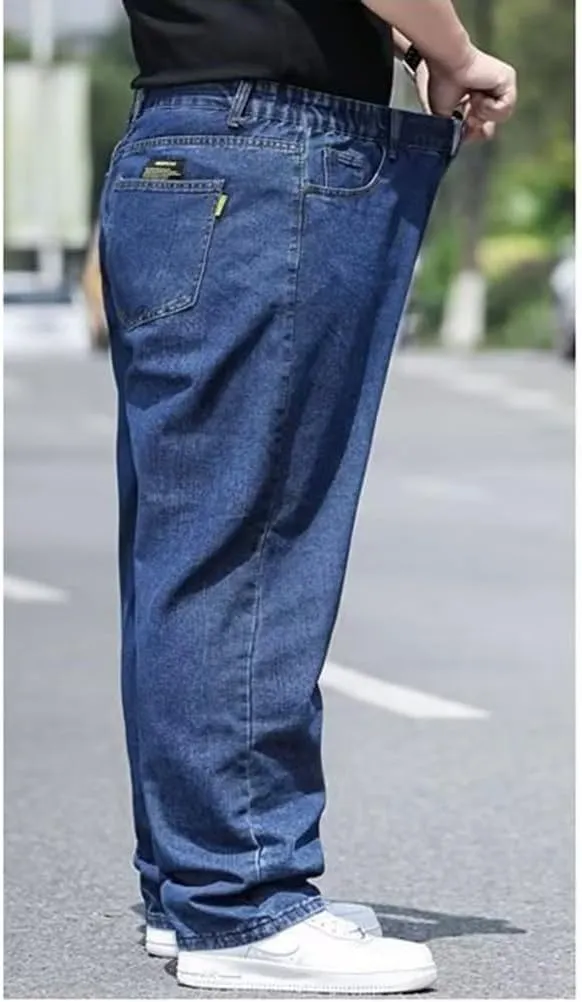 Baggy Jeans Men Relaxed Fit Straight Wide Leg Long Denim Pants Casual Work Hip Hop Jeans Trousers
