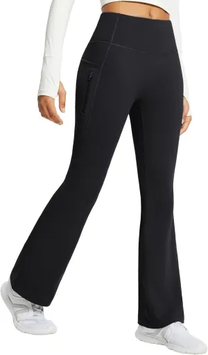 baleaf Women's Fleece Lined Pants Water Resistant Winter Thermal Warm Flare Leggings Bell Bottom Yoga Pants with Pockets