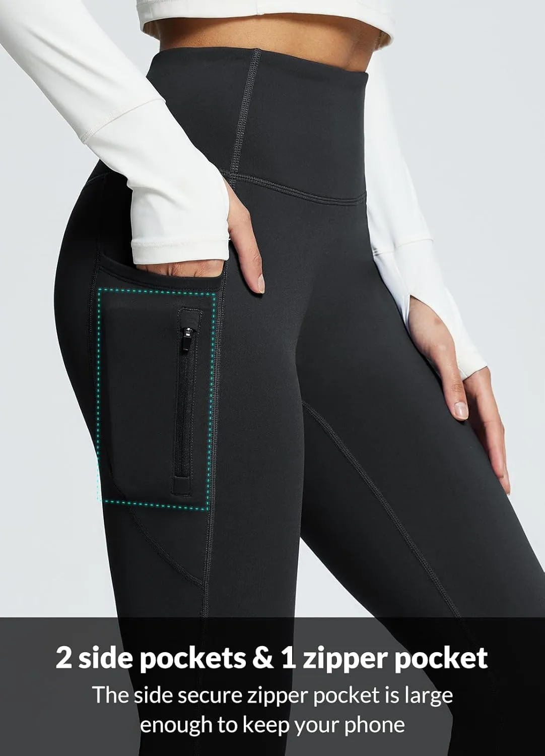 baleaf Women's Fleece Lined Pants Water Resistant Winter Thermal Warm Flare Leggings Bell Bottom Yoga Pants with Pockets