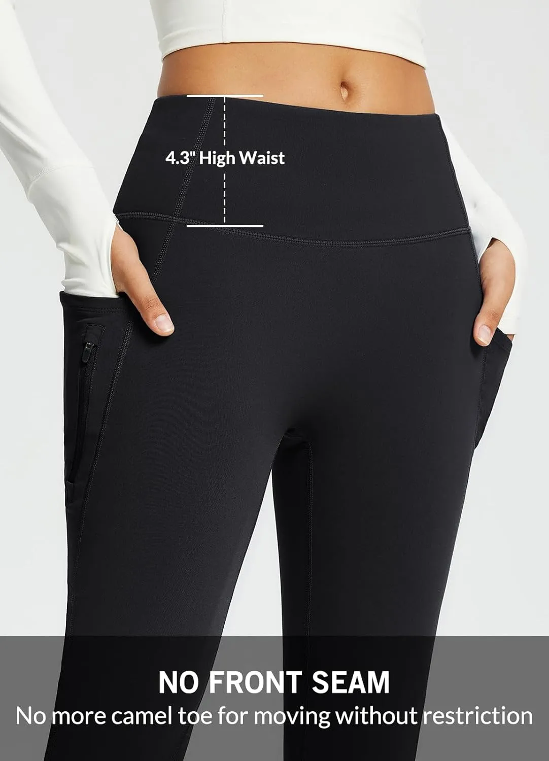 baleaf Women's Fleece Lined Pants Water Resistant Winter Thermal Warm Flare Leggings Bell Bottom Yoga Pants with Pockets