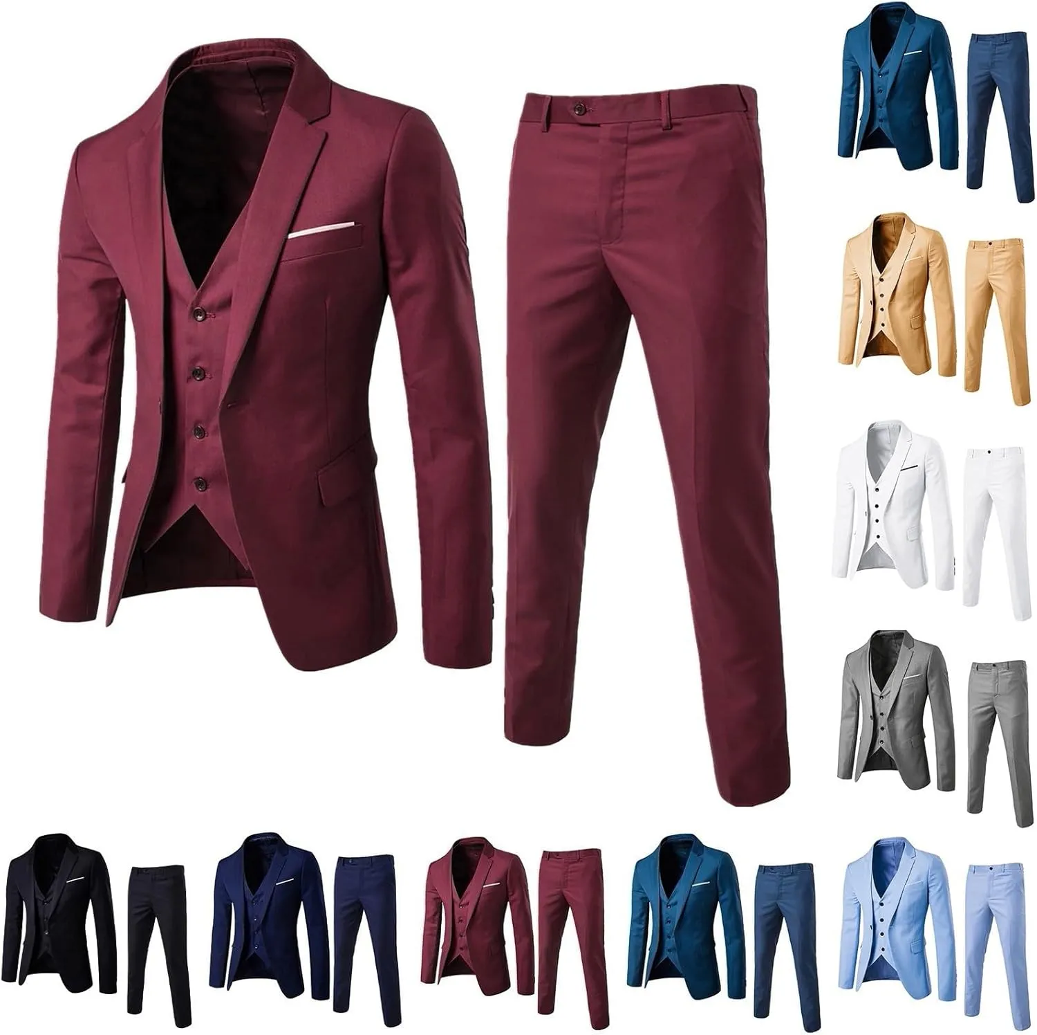Black Suits For Men Jacket Vest Party Wedding 3- Suit Slim Pants R Men's Coats Jackets Try Before You Mens Linen