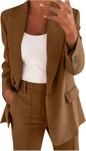 Blazer Sets Women 2 Piece Outfits Pants Suits Dressy Business Casual Outfits Blazer Pantsuit Set Work Office Jacket