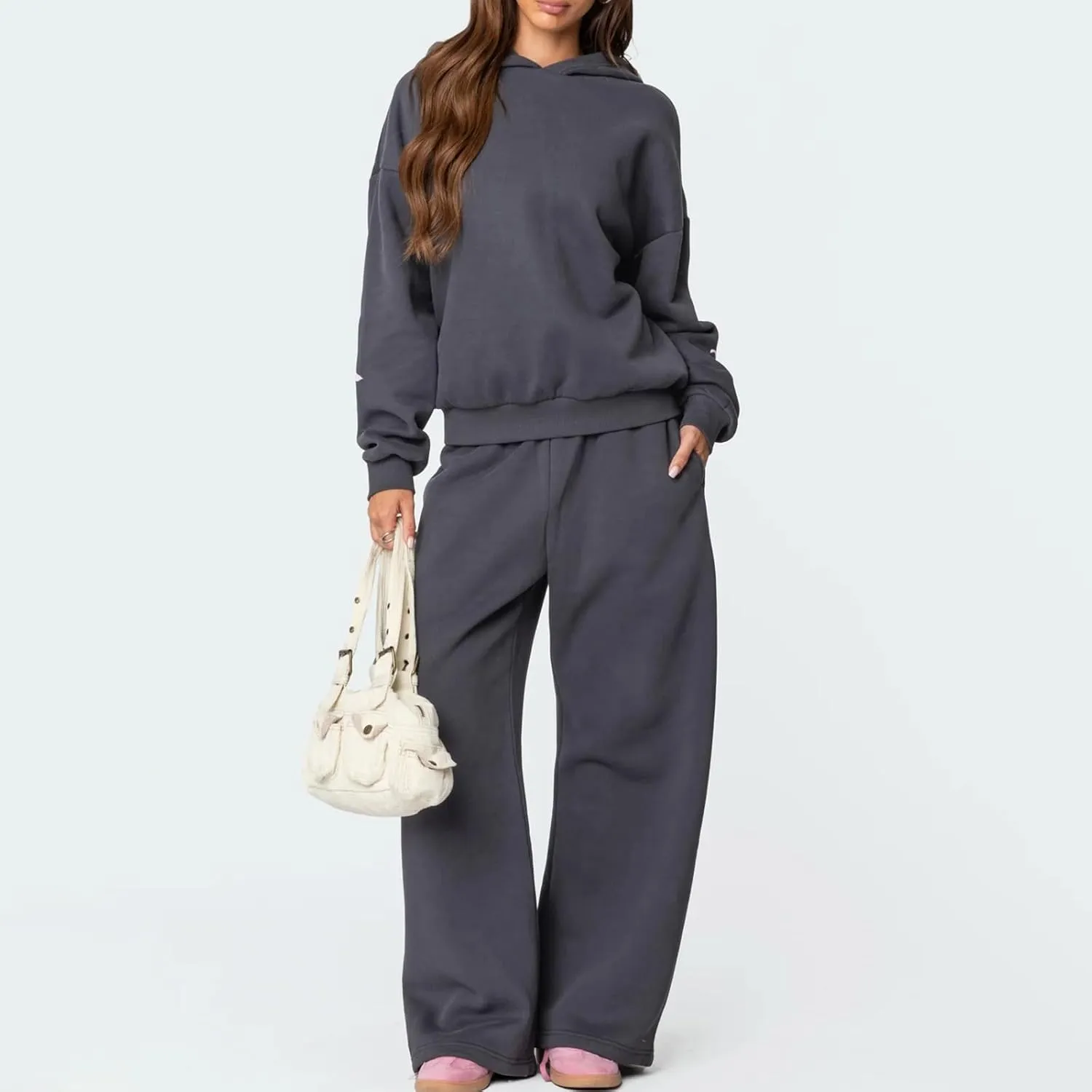 Bow Sweatsuits for Women Two Piece Tracksuit Graphic Oversized Hoodie Sweatshirt Sweatpants Sweat Set for Teen Girl