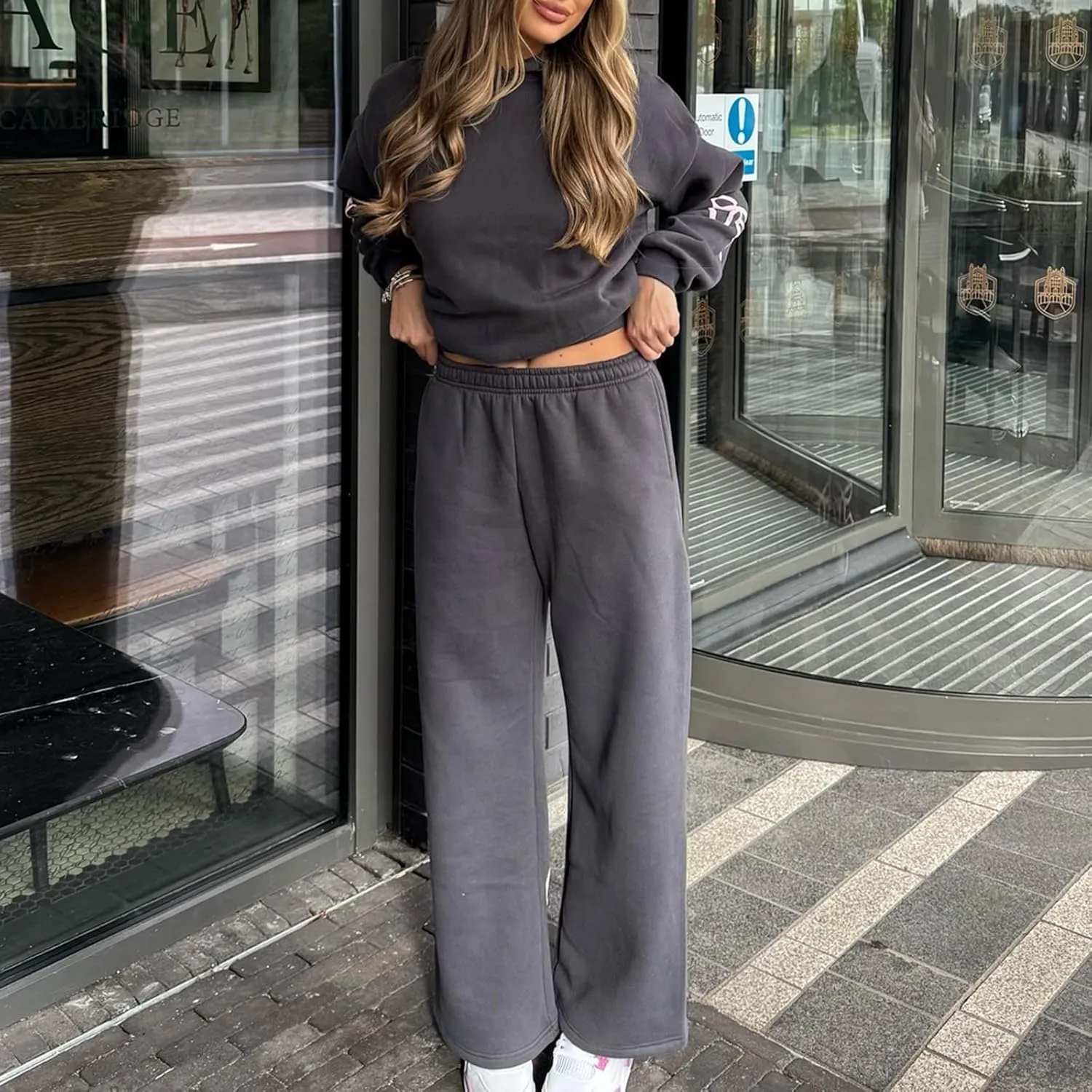 Bow Sweatsuits for Women Two Piece Tracksuit Graphic Oversized Hoodie Sweatshirt Sweatpants Sweat Set for Teen Girl