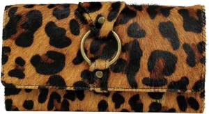 Brown & Black Boho Handheld Flap Leather Clutch Wallet for Women