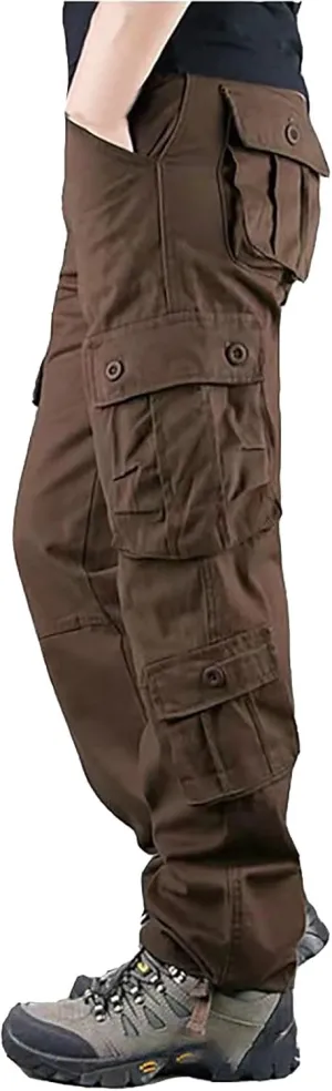 Cargo Pants for Men Outdoor Hiking Pants Plus Size Loose Fit Cargo Work Pants Tactical Workout Pants with 8 Pockets
