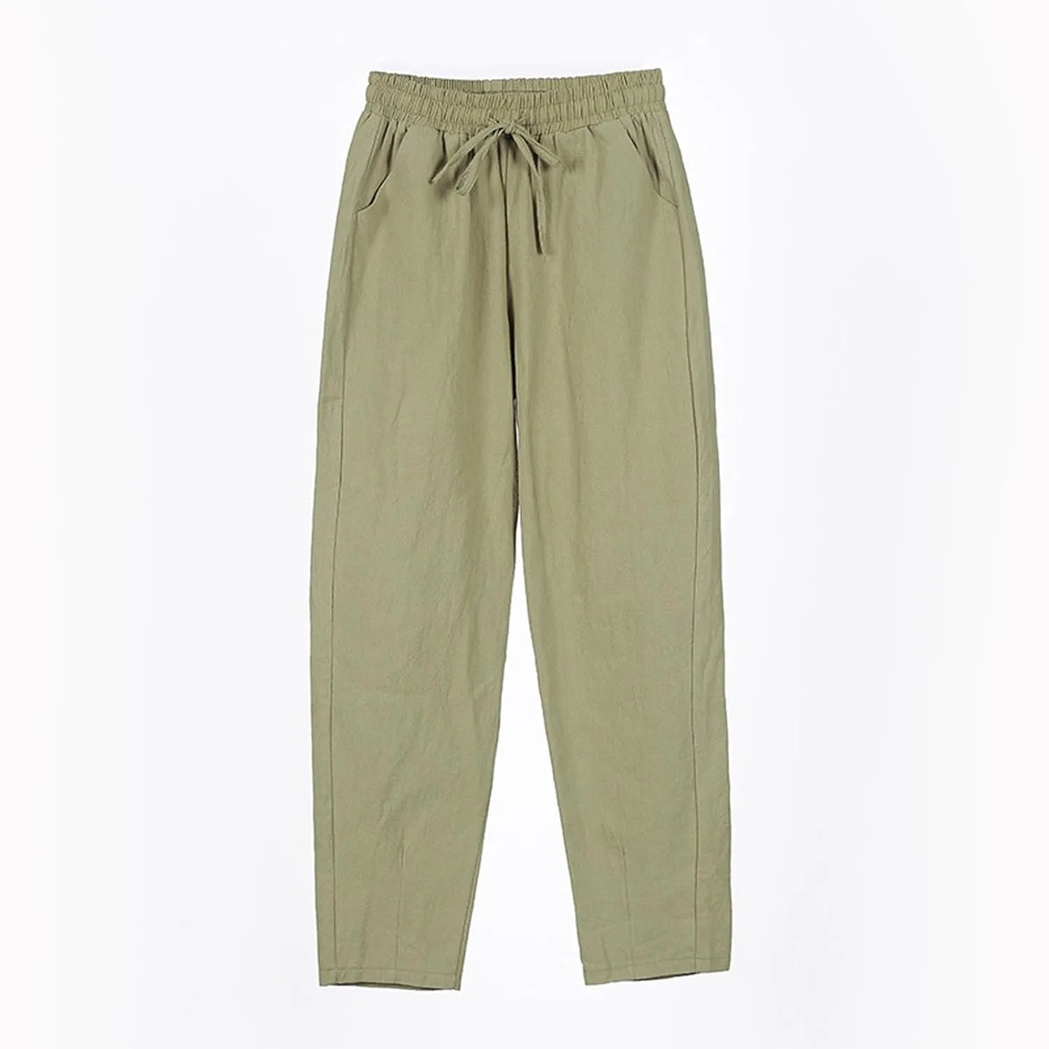 Cargo Pants Women, Wide Leg Pants Casual Peasant Linen Straight Trendy Drawstring