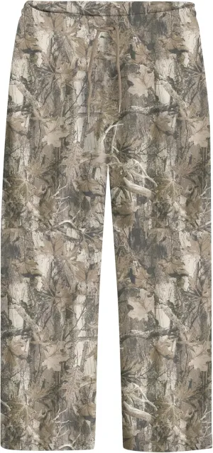 Casual Wide Leg Camo Pants for Women Baggy Elastic High Waist Fleece Sweatpants Maple Leaf Drawstring Lounge Pants