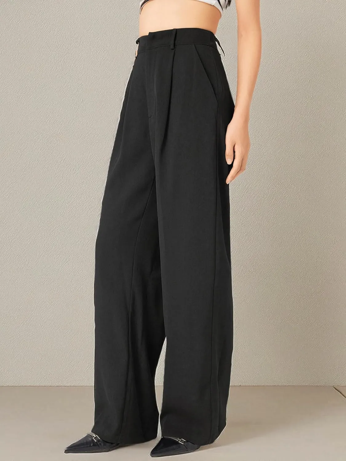 CIDER High Waist Pleated Wide Leg Pants