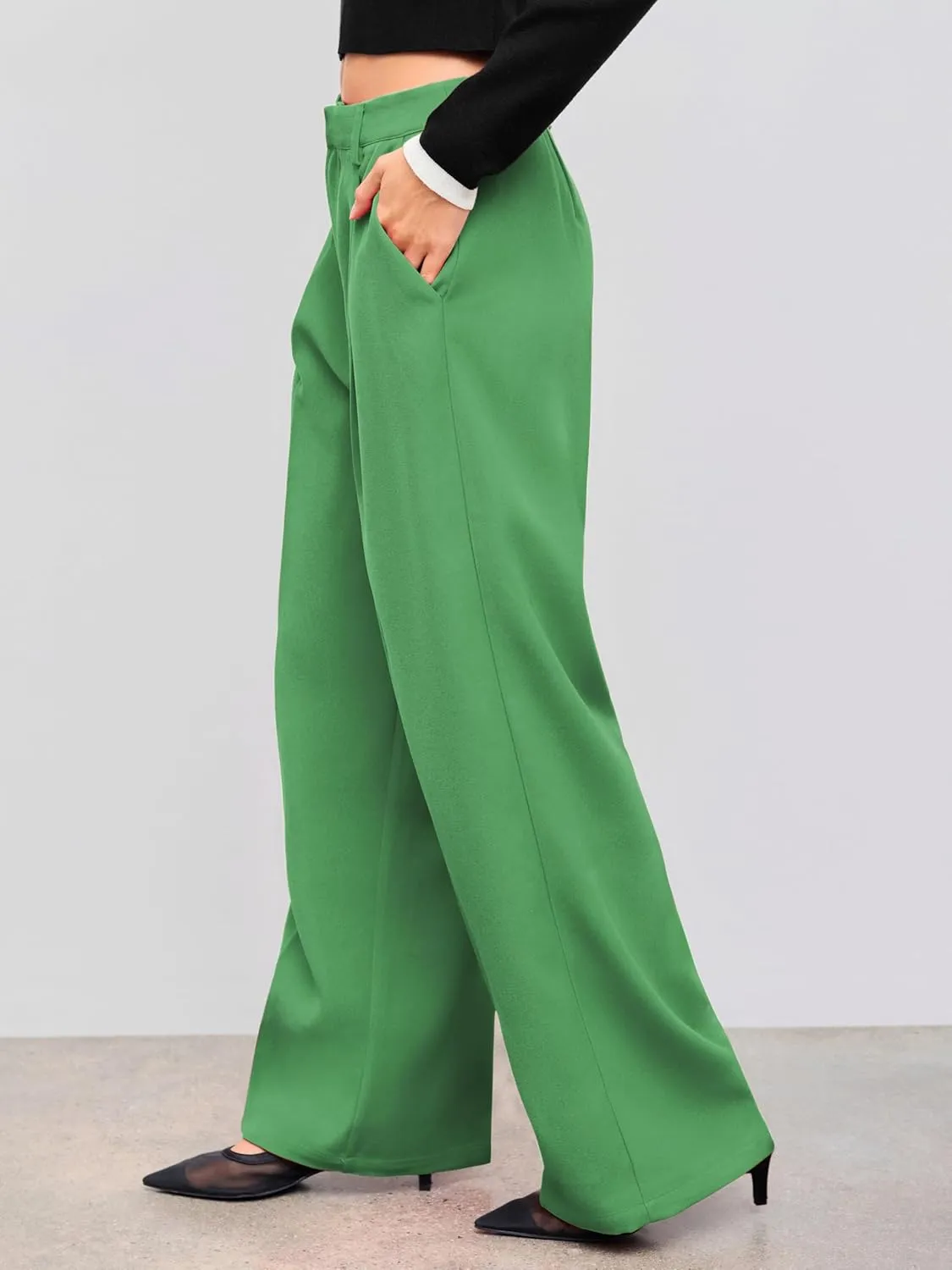CIDER High Waist Pleated Wide Leg Pants