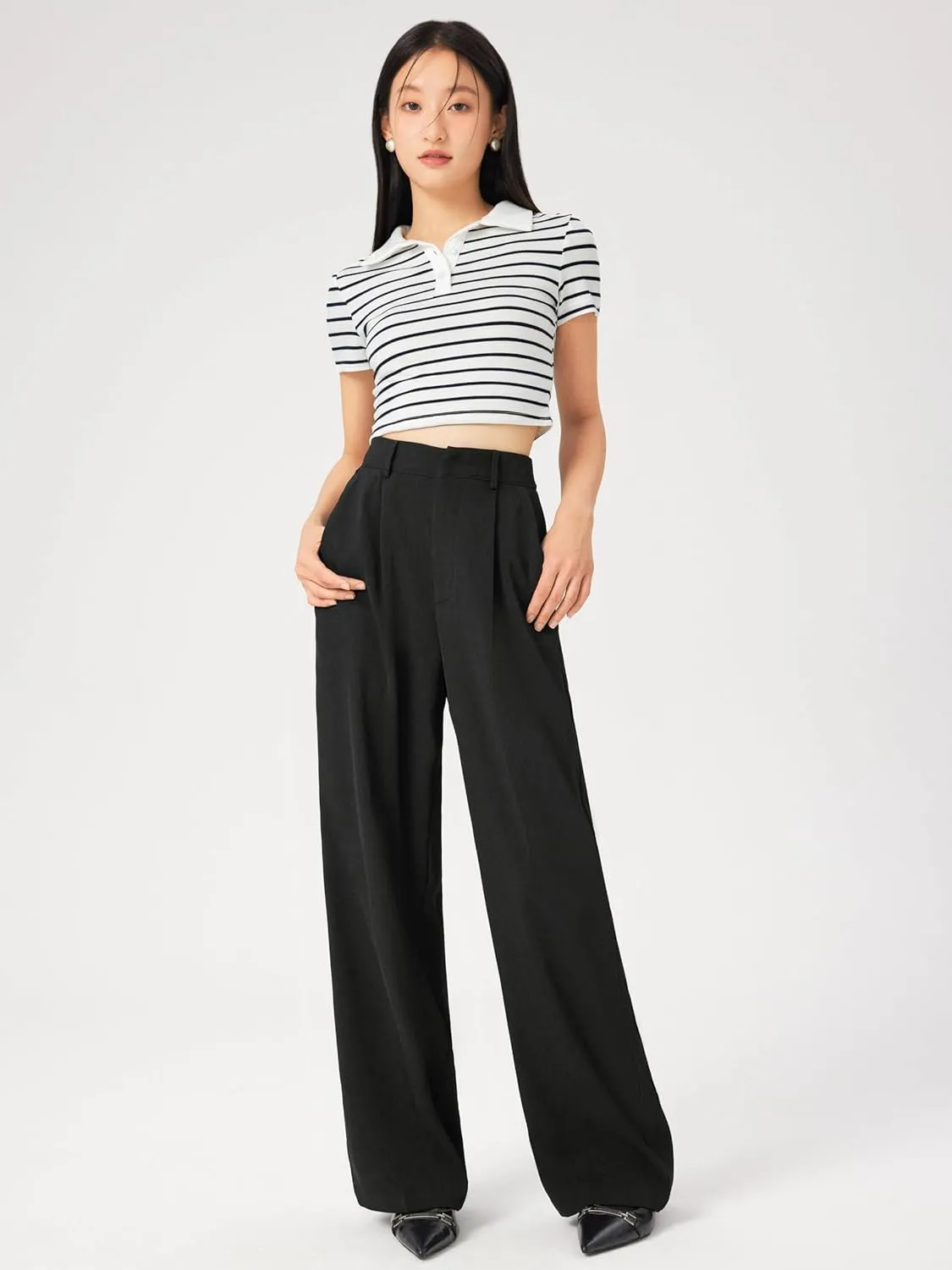 CIDER High Waist Pleated Wide Leg Pants