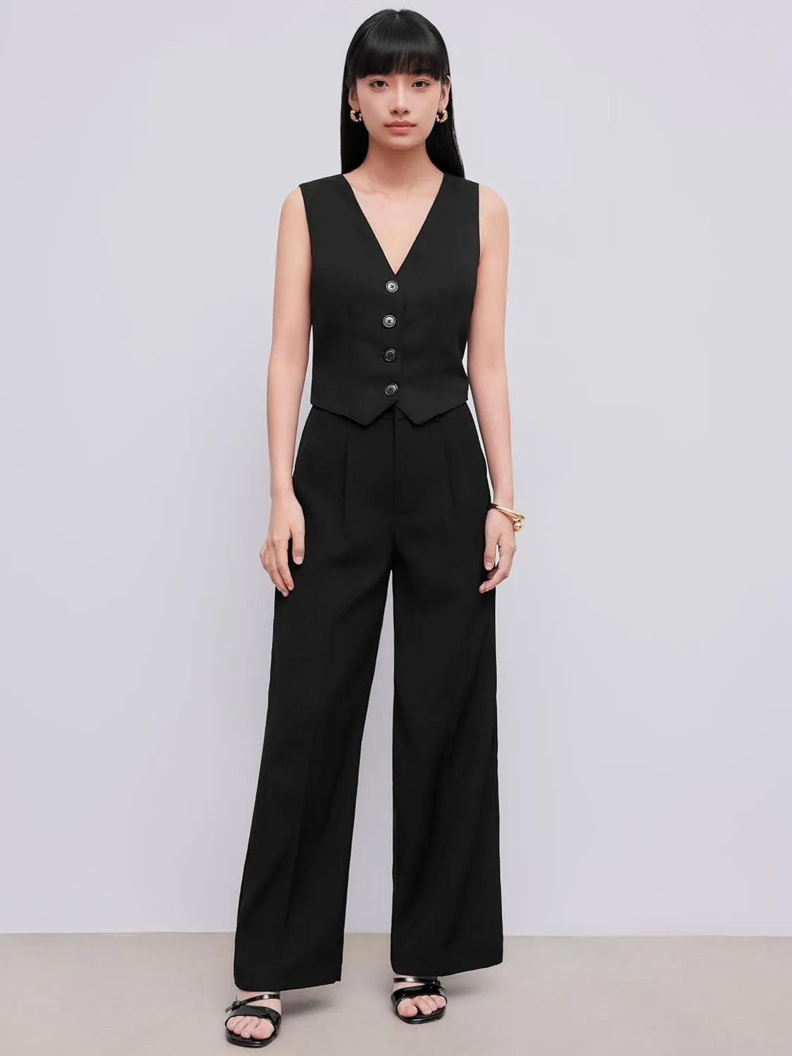 CIDER High Waist Pleated Wide Leg Pants