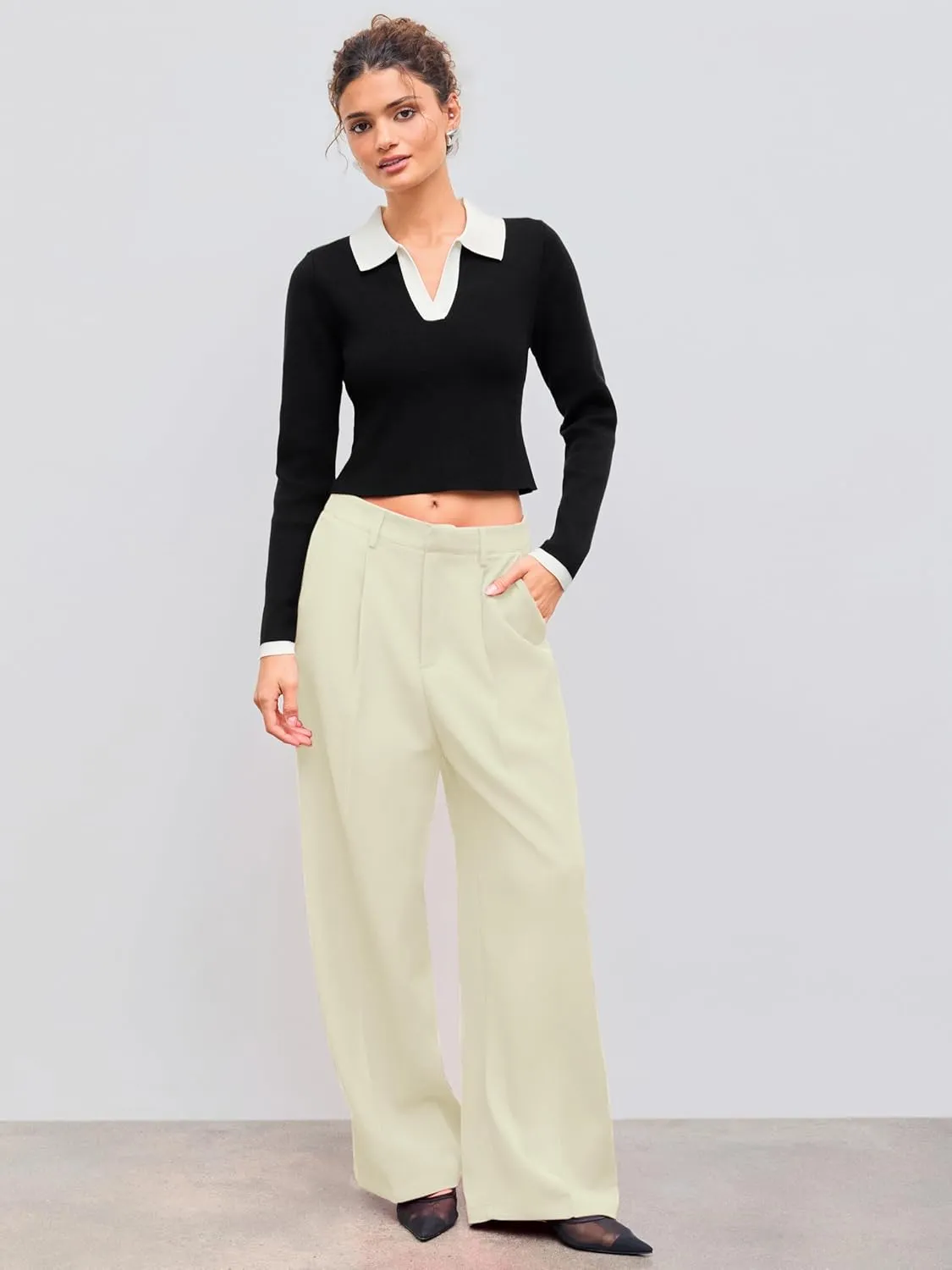 CIDER High Waist Pleated Wide Leg Pants