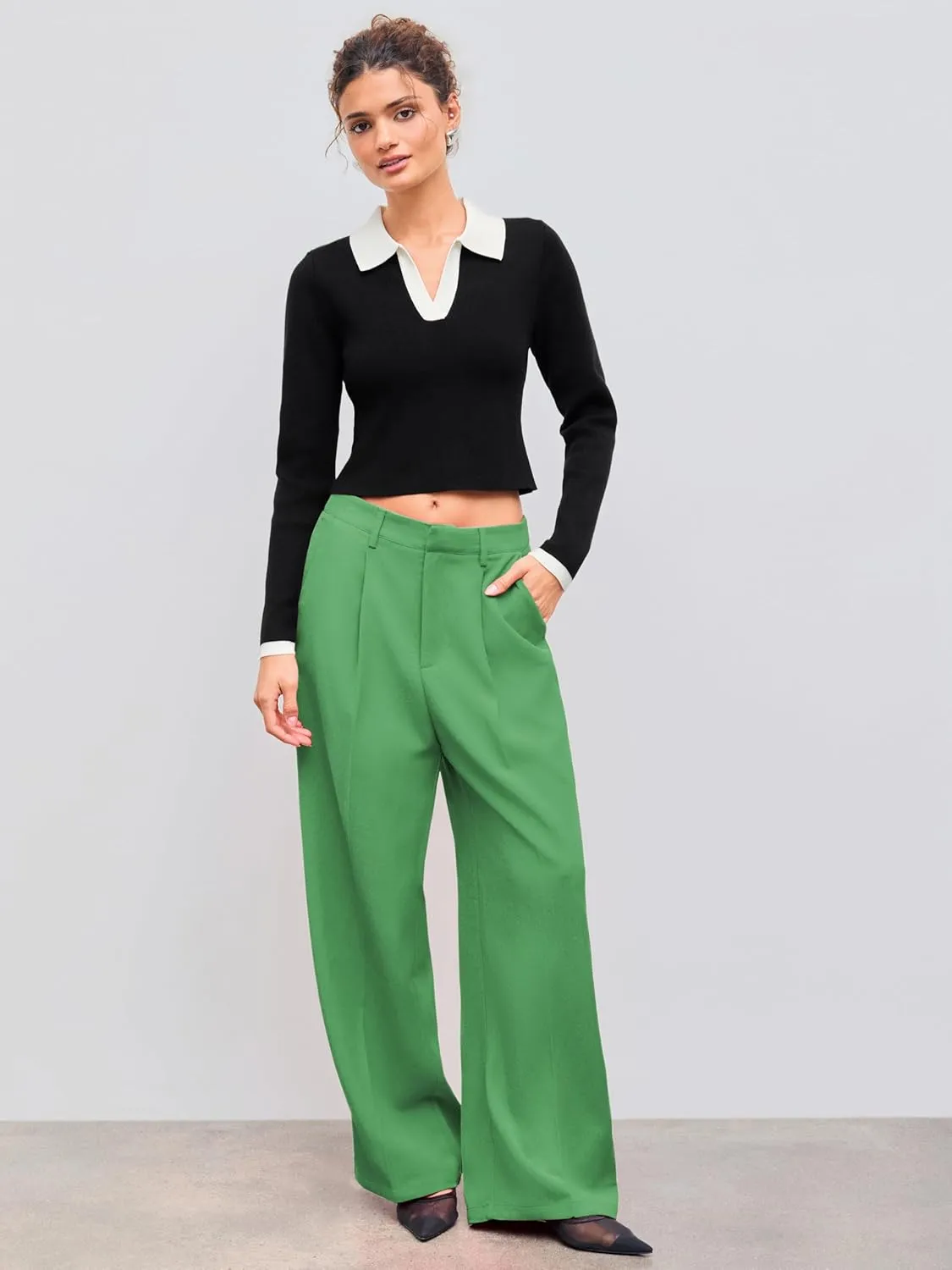 CIDER High Waist Pleated Wide Leg Pants