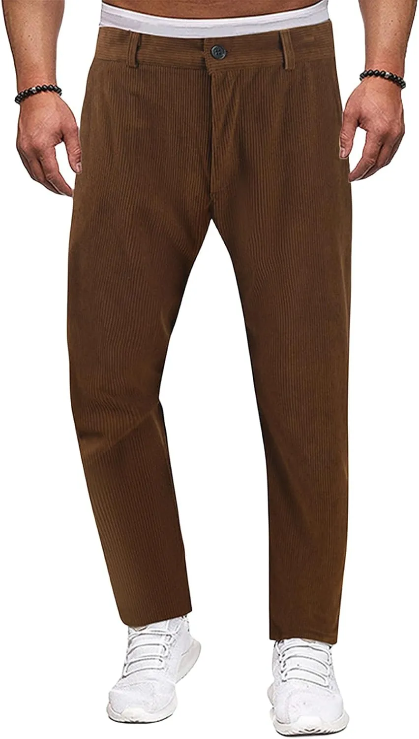 Classic Fit Stretch Corduroy Pants for Men Causal Relaxed Fit Tapered Sweatpants Athletic Slim Fit Straight-Leg