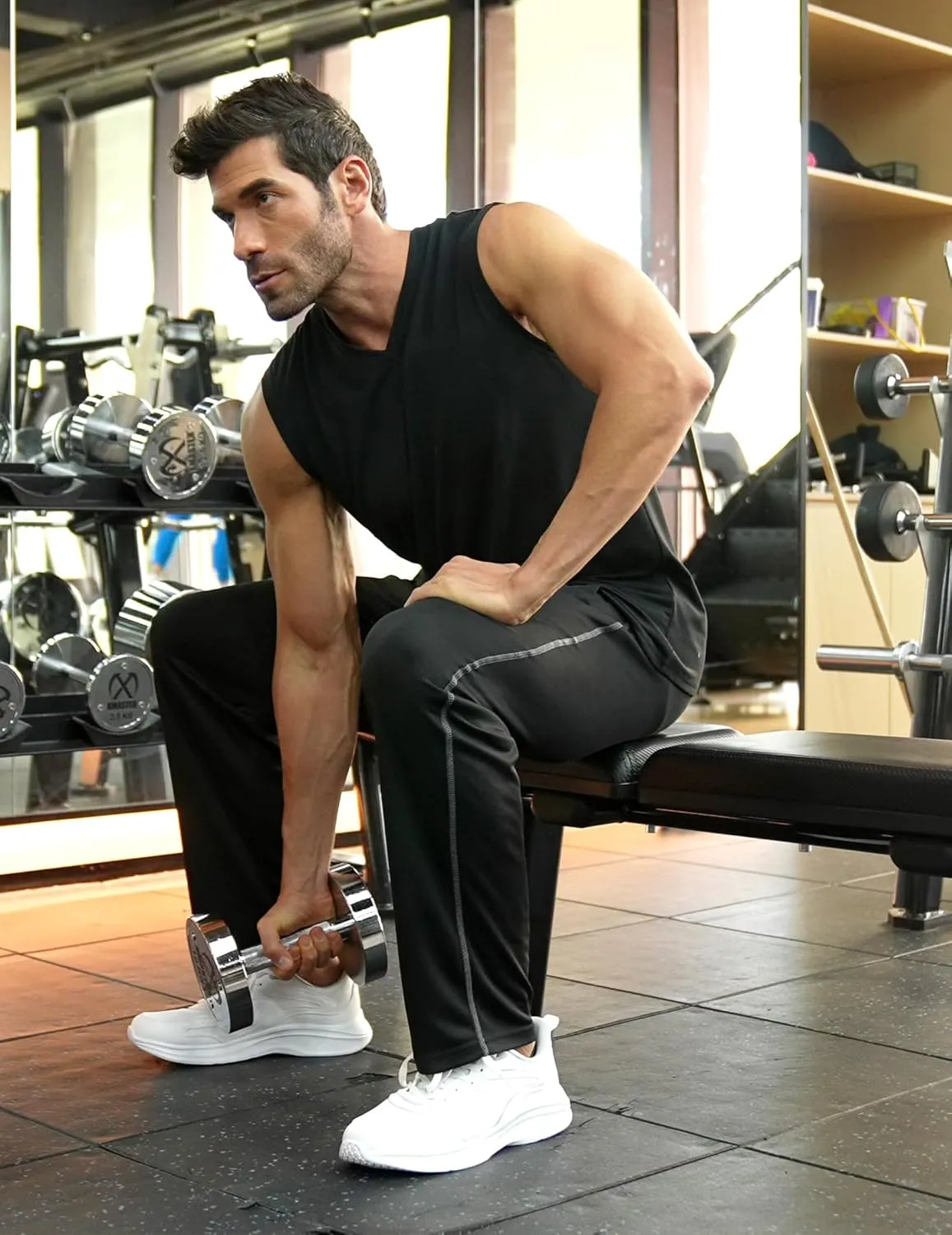 COOFANDY Mens Athletic Workout Pants Open Bottom Sweatpants Mesh Gym Pants for Runnning, Training,Casual