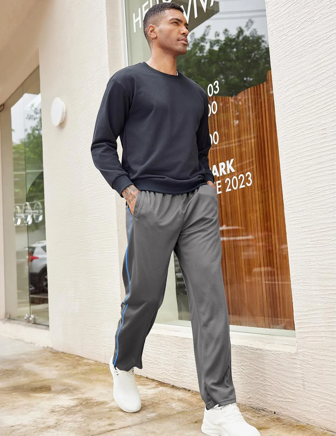 COOFANDY Mens Athletic Workout Pants Open Bottom Sweatpants Mesh Gym Pants for Runnning, Training,Casual