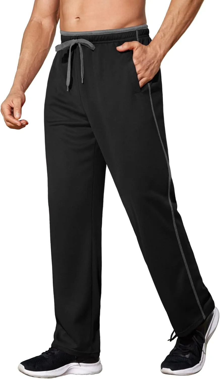 COOFANDY Mens Athletic Workout Pants Open Bottom Sweatpants Mesh Gym Pants for Runnning, Training,Casual