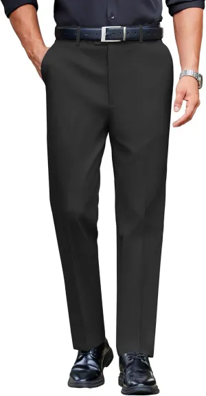 COOFANDY Mens Casual Formal Pant Fitted Business Suit Pant Stretchy Dress Slack Black
