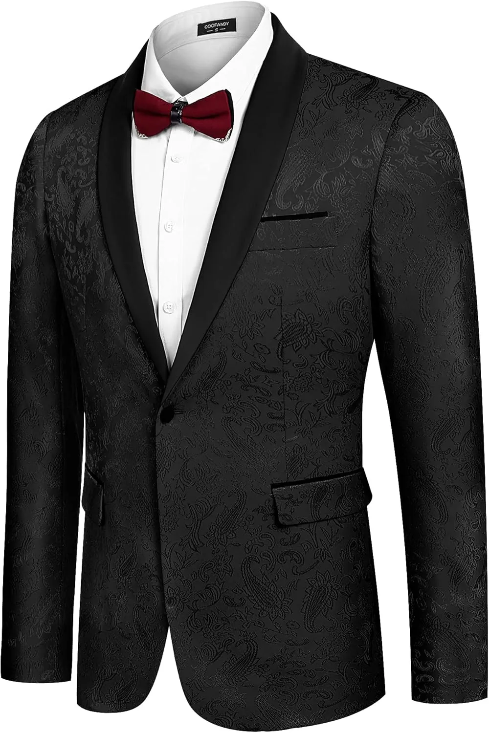 COOFANDY Men's Floral Tuxedo Jacket Paisley Shawl Lapel Stylish Suit Blazer Jacket for Wedding, Dinner, Party, Prom